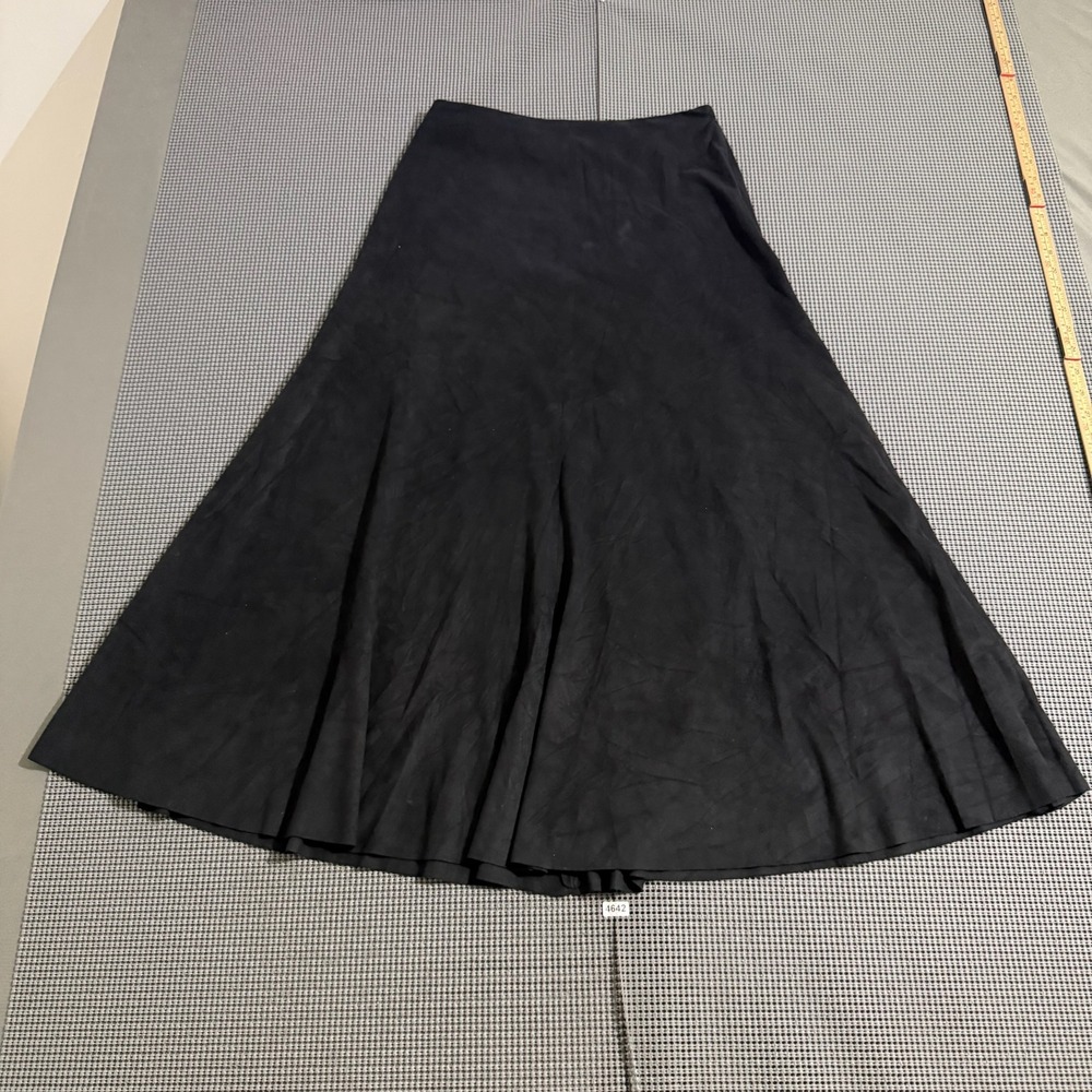 J. Jill Black Suede-Look A-Line Long Skirt Size 4P Petite